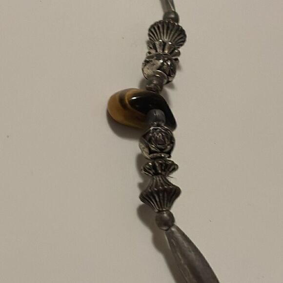 Vintage Silver toned beaded tigers eye necklace 17” - Picture 3 of 6